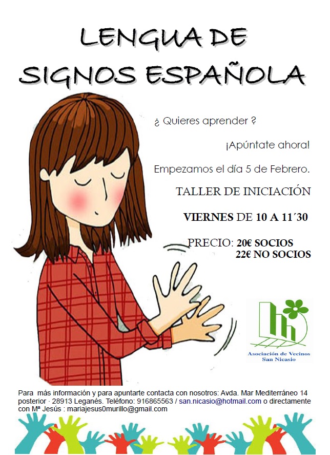 Clases de Lengua de Signos Española FEBRERO Asociación Vecinos San Nicasio