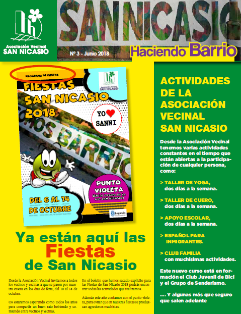 Boletín Haciendo Barrio SN N3 Asociación Vecinal San Nicasio